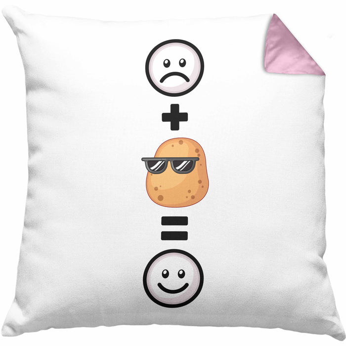 Kartoffel Kissen mit Füllung 40x40 Geschenk für Kartoffel-Fans Lustige Geschenkidee :( + Kartoffel = :) Geburtstag (Grau) Rosa Trendation
