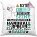 Handballspieler Geschenk Kissen mit Füllung 40x40 Lustiger Spruch Erheben Sie Sich Der Handballspieler Betritt den Raum (Grau) Rosa Trendation
