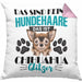 Chihuhahua Besitzer Kissen mit Füllung 40x40 Geschenk Das Ist Chihuhahua Glitzer Hundehaare Geschenkidee Frauchen Herrchen (Grau) Rosa Trendation