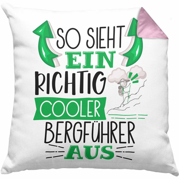 So Sieht Ein Richtig Cooler Bergführer Aus Kissen mit Füllung 40x40 Geschenk für Bergführer Geburtstag Geschenkdiee (Grau) Rosa Trendation