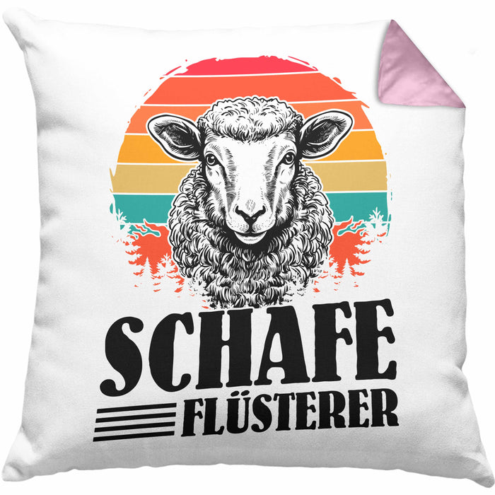 Schaf Kissen mit Füllung 40x40 Geschenk für Schaf-Hirte Schaf Flüsterer Geschenkdiee (Grau) Rosa Trendation