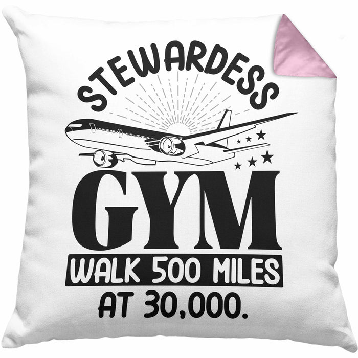 Stewardess Kissen mit Füllung 40x40 Geschenk Flight Attendant Flugbegleiter Geschenkidee (Grau) Rosa Trendation