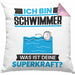 Schwimmer Kissen mit Füllung 40x40 Geschenk für Schwimmer Geburtstag Lustiger Spruch Was Ist Deine Superkraft (Grau) Rosa Trendation