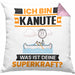 Kanute Kissen mit Füllung 40x40 Geschenk für Kanute Geburtstag Lustiger Spruch Was Ist Deine Superkraft (Grau) Rosa Trendation