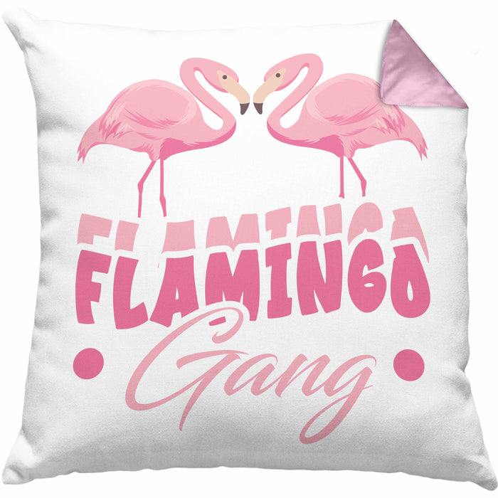 Flamingo Gang Kissen mit Füllung 40x40 Geschenkidee Pinke Flamingos JGA (Grau) Rosa Trendation