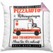 Pizzaauto Rettungswagen Spruch Kissen mit Füllung 40x40 Geschenk Lustiger Gag Spaß (Grau) Rosa Trendation