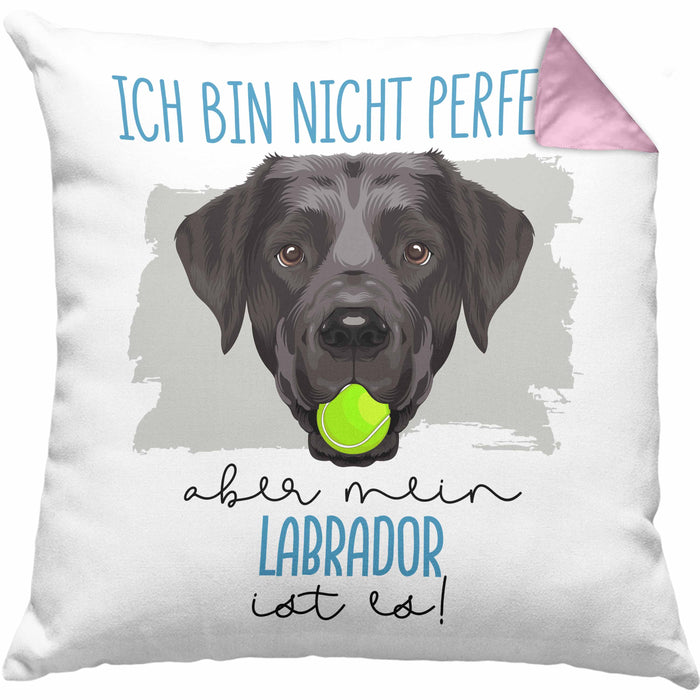 Labrador Besitzer Kissen mit Füllung 40x40 Geschenk Lustiger Spruch Geschenkidee Besitzerin Ich Bin Nicht toll Aber Mein Labrador Ist Es (Grau) Rosa Trendation