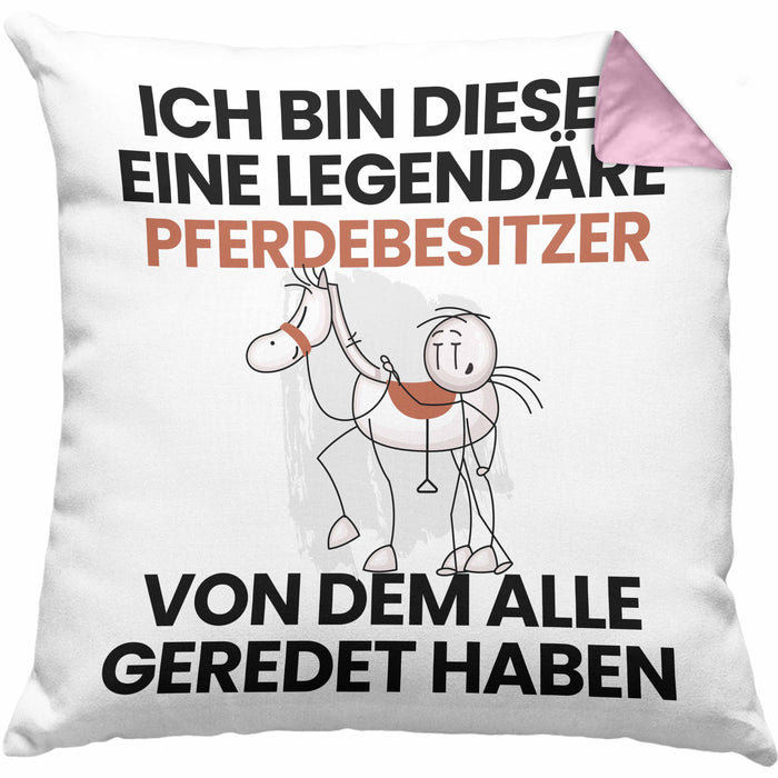 Pferdebesitzer Geschenk Kissen mit Füllung 40x40 Lustige Geschenkidee Geburtstag für Pferdebesitzer Ich Bin Dieser Legendäre Pferdebesitzer Von Dem Alle Geredet Haben (Grau) Rosa Trendation