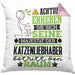 Katzenliebhaber Geschenk Kissen mit Füllung 40x40 Lustiger Spruch Erheben Sie Sich Der Katzenliebhaber Betritt den Raum (Grau) Rosa Trendation