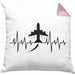 Flugzeuge Kissen mit Füllung 40x40 Geschenk Herzschlag Flughafen Geschenkidee (Grau) Rosa Trendation