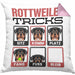 Rottweiler Besitzer Kissen mit Füllung 40x40 Geschenk Lustiger Spruch Geschenkidee Rottweiler Tricks Bleib (Grau) Rosa Trendation