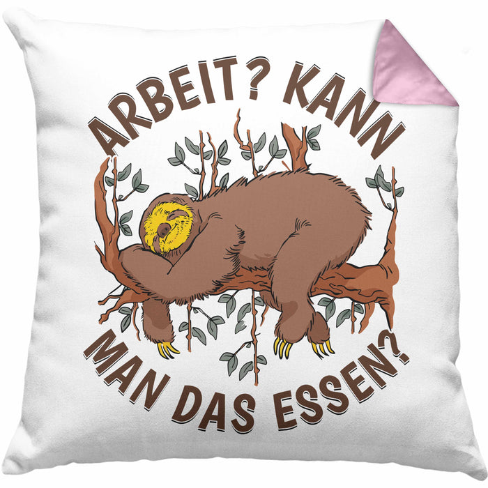Faultier Kissen mit Füllung 40x40 Geschenk Faullenzer Arbeit Kann Man Das Essen Freundin Geschenkidee (Grau) Rosa Trendation
