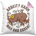 Faultier Kissen mit Füllung 40x40 Geschenk Faullenzer Arbeit Kann Man Das Essen Freundin Geschenkidee (Grau) Rosa Trendation