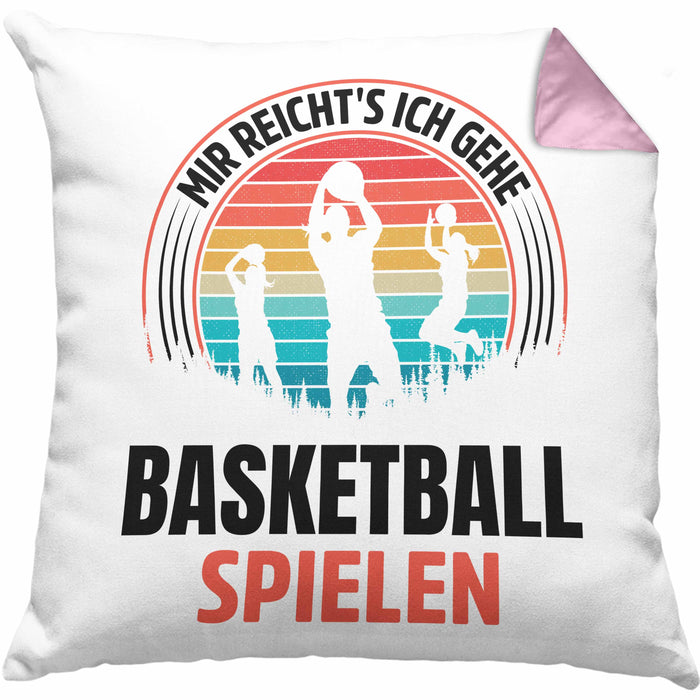 Mädchen Basketballspielerin Geschenkidee Kissen mit Füllung 40x40 Frauen Basketball (Grau) Rosa Trendation
