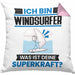 Windsurfer Kissen mit Füllung 40x40 Geschenk für Windsurfer Geburtstag Lustiger Spruch Was Ist Deine Superkraft (Grau) Rosa Trendation