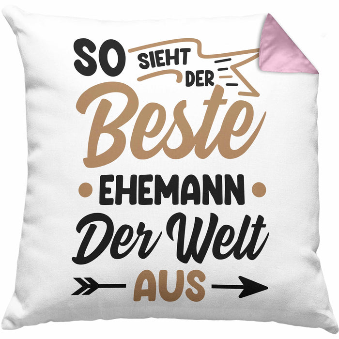 Ehemann Geschenk Kissen mit Füllung 40x40 So Sieht Der Beste Ehemann Der Welt Aus Jahrestag Geschenkidee Gag Joke (Grau) Rosa Trendation