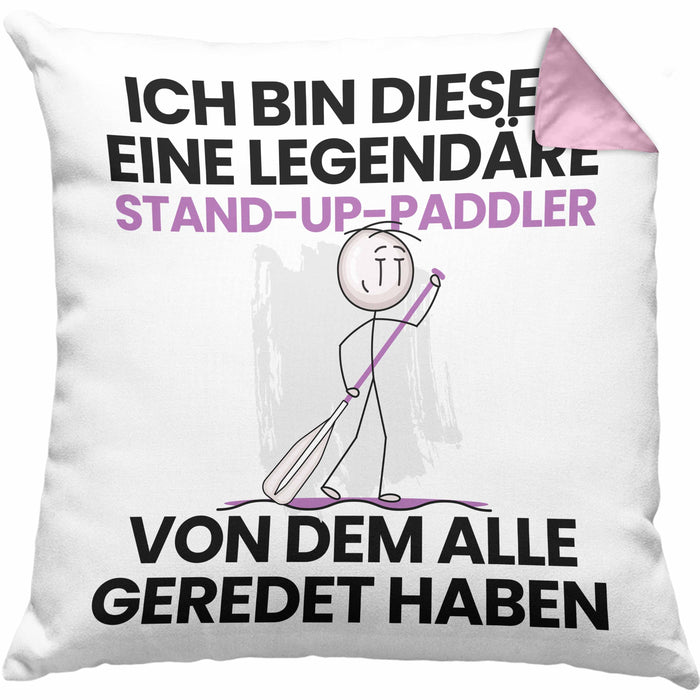 Stand-Up-Paddler Geschenk Kissen mit Füllung 40x40 Lustige Geschenkidee Geburtstag für Stand-Up-Paddler Ich Bin Dieser Legendäre Stand-Up-Paddler Von Dem Alle Geredet Haben (Grau) Rosa Trendation