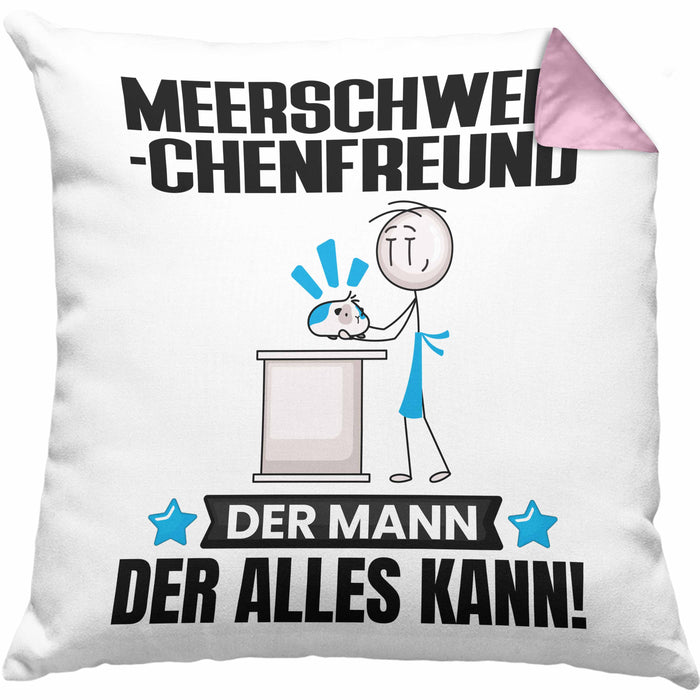 Meerschweinchenfreund Kissen mit Füllung 40x40 Geschenk für Meerschweinchenfreund Der Mann Der Alles Kann Geschenkidee zum Geburtstag (Grau) Rosa Trendation