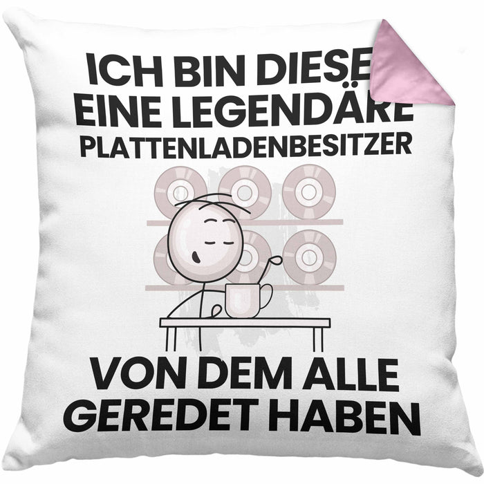 Plattenladenbesitzer Geschenk Kissen mit Füllung 40x40 Lustige Geschenkidee Geburtstag für Plattenladenbesitzer Ich Bin Dieser Legendäre Plattenladenbesitzer Von Dem Alle Geredet Haben (Grau) Rosa Trendation