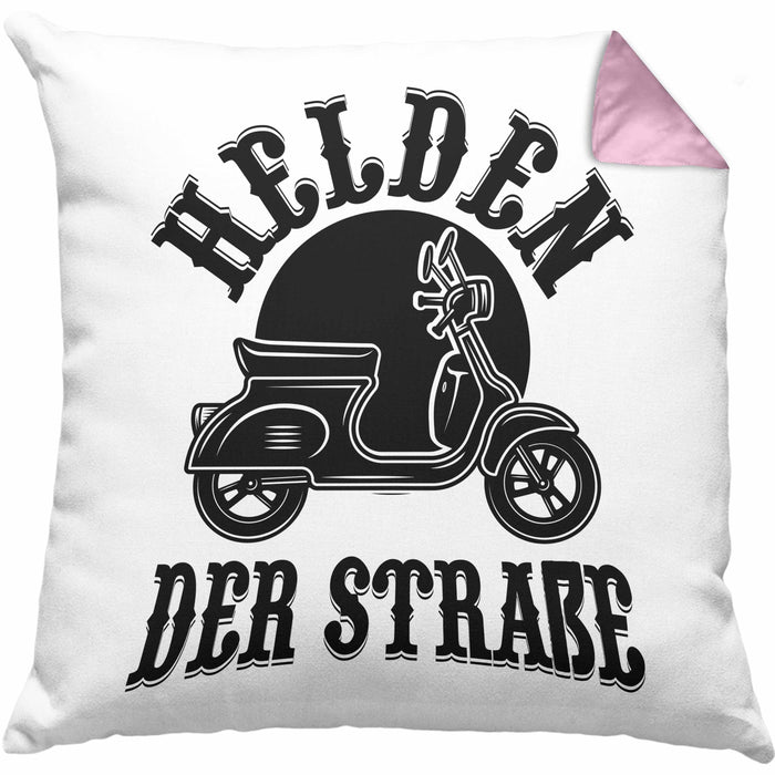 Mofa Geschenk Kissen mit Füllung 40x40 Helden Der Strasse Mofa Mofa Führerschein (Grau) Rosa Trendation