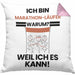 Marathonläufer Geschenk Kissen mit Füllung 40x40 Lustiger Spruch Ich Bin Marathonläufer Warum Weil Ich Es Kann Geschenkidee Bester Marathonläufer Geburtstag (Grau) Rosa Trendation