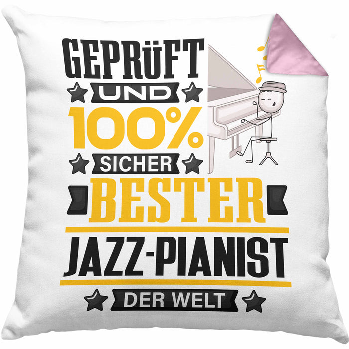 Jazz-Pianist Geschenk Lustiger Spruch für Jazz-Pianist Geschenkidee Bester Jazz-Pianist Der WeltKissen mit Füllung 40x40 (Grau) Rosa Trendation