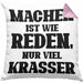 Lustige "Machen Ist Wie Reden Nur Viel Krasser" Kissen mit Füllung 40x40 Geschenk für Macher mit Spruch (Grau) Rosa Trendation