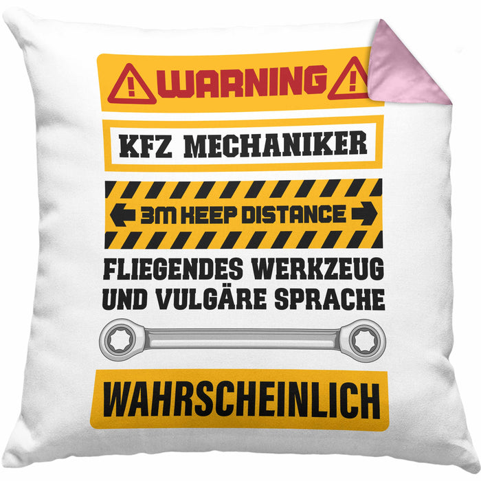 KFZ Mechaniker Kissen mit Füllung 40x40 Geschenk Lustig Spruch Geschenkidee Mechaniker Lustig (Grau) Rosa Trendation