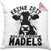 Landwirt Bauer Kissen mit Füllung 40x40 Geschenk Keine Zeit Ich Muss Zu Meinen Mädels Kuh Rind Grafik (Grau) Rosa Trendation
