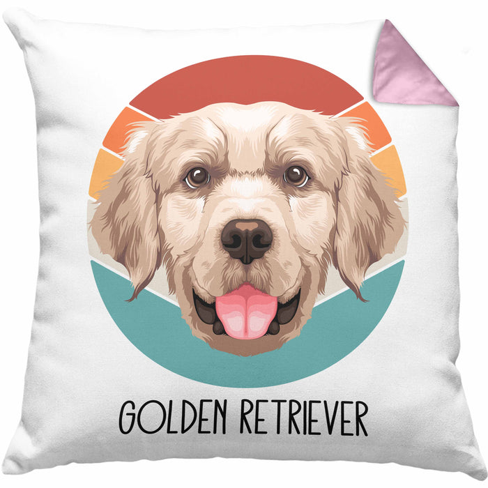 Golden Retriever Besitzer Kissen mit Füllung 40x40 Geschenk Lustiger Spruch Geschenkidee Golden Retriever Mama Papa (Grau) Rosa Trendation