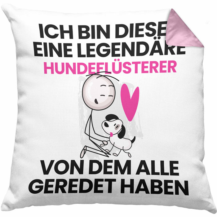 Hundeflüsterer Geschenk Kissen mit Füllung 40x40 Lustige Geschenkidee Geburtstag für Hundeflüsterer Ich Bin Dieser Legendäre Hundeflüsterer Von Dem Alle Geredet Haben (Grau) Rosa Trendation