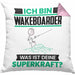 Wakeboarder Kissen mit Füllung 40x40 Geschenk für Wakeboarder Geburtstag Lustiger Spruch Was Ist Deine Superkraft (Grau) Rosa Trendation