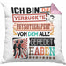 Physiotherapeut Kissen mit Füllung 40x40 Geschenk Spruch Lustig Geschenkidee für Physiotherapeut Geburtstag Ich Bin Der Verrückte Physiotherapeut (Grau) Rosa Trendation