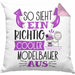 Modelbauer Kissen mit Füllung 40x40 So Sieht Ein Richtig Cooler Modelbauer Aus Geschenk Lustiger Spruch Geschenkidee (Grau) Rosa Trendation