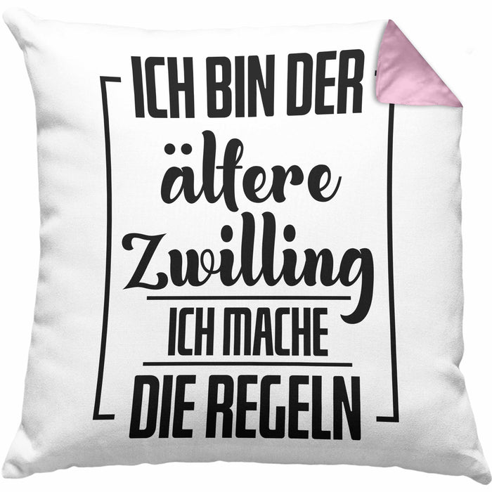Lustige Kissen mit Füllung 40x40 für ältere Zwillinge Lustiges Geschenk mit Spruch (Grau) Rosa Trendation