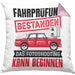 Führerschein Bestanden Geschenk Kissen mit Füllung 40x40 Bestandener Führerschein Das Fotoshooting Kann Beginnen Fahrschule (Grau) Rosa Trendation