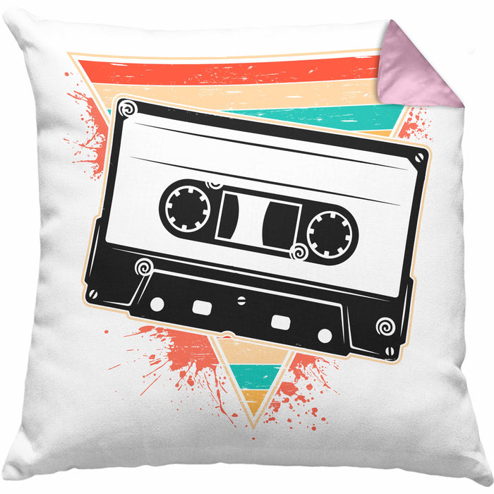 Nostalgie Kassette Geschenk Alte Straße 80er 90er Jahre GeschenkKissen mit Füllung 40x40 (Grau) Rosa Trendation