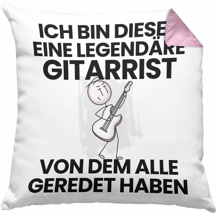 Gitarrist Geschenk Kissen mit Füllung 40x40 Lustige Geschenkidee Geburtstag für Gitarrist Ich Bin Dieser Legendäre Gitarrist Von Dem Alle Geredet Haben (Grau) Rosa Trendation