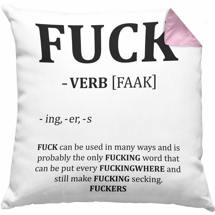 F*** Kissen mit Füllung 40x40 Geschenk Schimpfwort 18+ Geschenkidee Männer Frauen Arbeitskollege Geschenkidee (Grau) Rosa Trendation