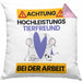 Tierfreund Kissen mit Füllung 40x40 Geschenk Lustiger Spruch Geschenkidee für Tierfreund Achtung Hochleistungs Tierfreund Bei Der Arbeit (Grau) Rosa Trendation