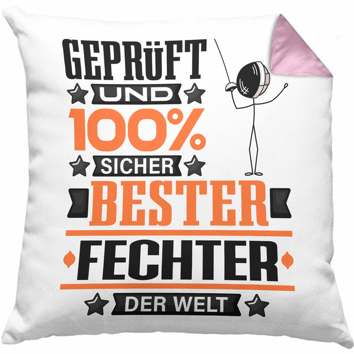 Fechter Geschenk Lustiger Spruch für Fechter Geschenkidee Bester Fechter Der WeltKissen mit Füllung 40x40 (Grau) Rosa Trendation