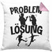 Fußballer Kissen mit Füllung 40x40 Geschenk für Fußballspieler Männer Geschenkidee Problem und Lösung Fussball Spielen (Grau) Rosa Trendation