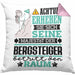 Bergsteiger Geschenk Kissen mit Füllung 40x40 Lustiger Spruch Erheben Sie Sich Der Bergsteiger Betritt den Raum (Grau) Rosa Trendation