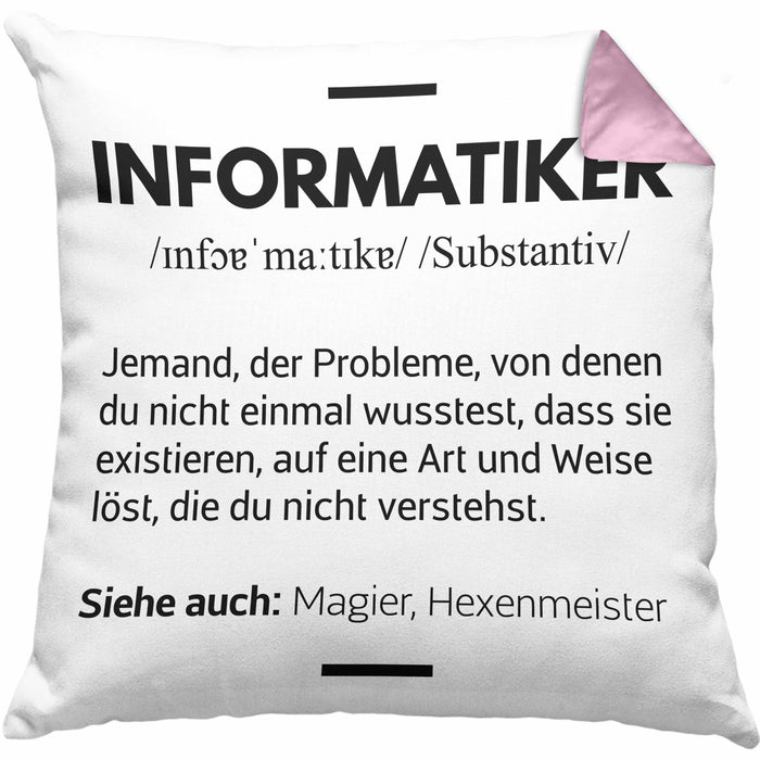 Informatiker Kissen mit Füllung 40x40 Geschenk Programmierer Gadget Lustig Geschenkidee Männer Zubehör Informatiklehrer IT (Grau) Rosa Trendation