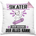 Skater Kissen mit Füllung 40x40 Geschenk für Skater Der Mann Der Alles Kann Geschenkidee zum Geburtstag (Grau) Rosa Trendation