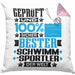 Schwimmsportler Geschenk Lustiger Spruch für Schwimmsportler Geschenkidee Bester Schwimmsportler Der WeltKissen mit Füllung 40x40 (Grau) Rosa Trendation