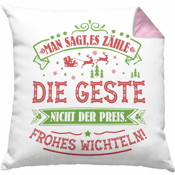Wichtelgeschenk für 20 Euro Kissen mit Füllung 40x40 Wichteln für Frauen Kollegen Wichtel-Kissen mit Füllung 40x40 Man Sagt Es Zähle Die Geste Schrottwichteln (Grau) Rosa Trendation