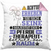 Pferdetherapeut Geschenk Kissen mit Füllung 40x40 Lustiger Spruch Erheben Sie Sich Der Pferdetherapeut Betritt den Raum (Grau) Rosa Trendation