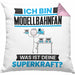 Modellbahnfan Kissen mit Füllung 40x40 Geschenk für Modellbahnfan Geburtstag Lustiger Spruch Was Ist Deine Superkraft (Grau) Rosa Trendation