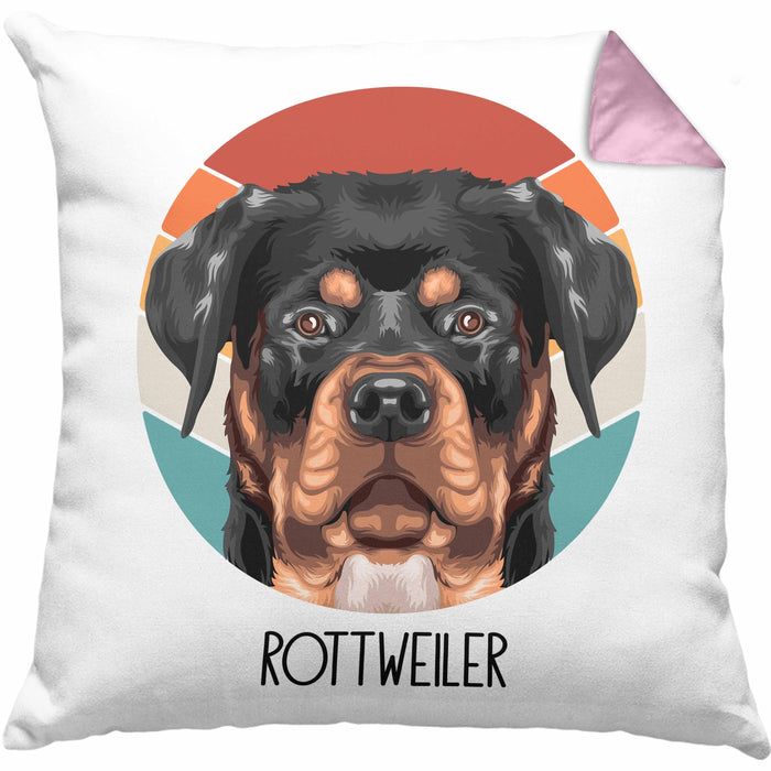Rottweiler Besitzer Kissen mit Füllung 40x40 Geschenk Lustiger Spruch Geschenkidee Rottweiler Mama Papa (Grau) Rosa Trendation